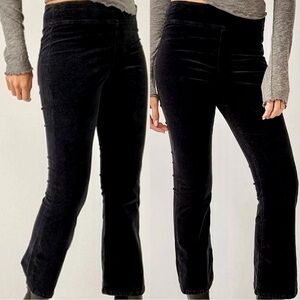 Free People ‘In My Feelings’ Velvet Crop Slim Flare Pants in Black Size Small